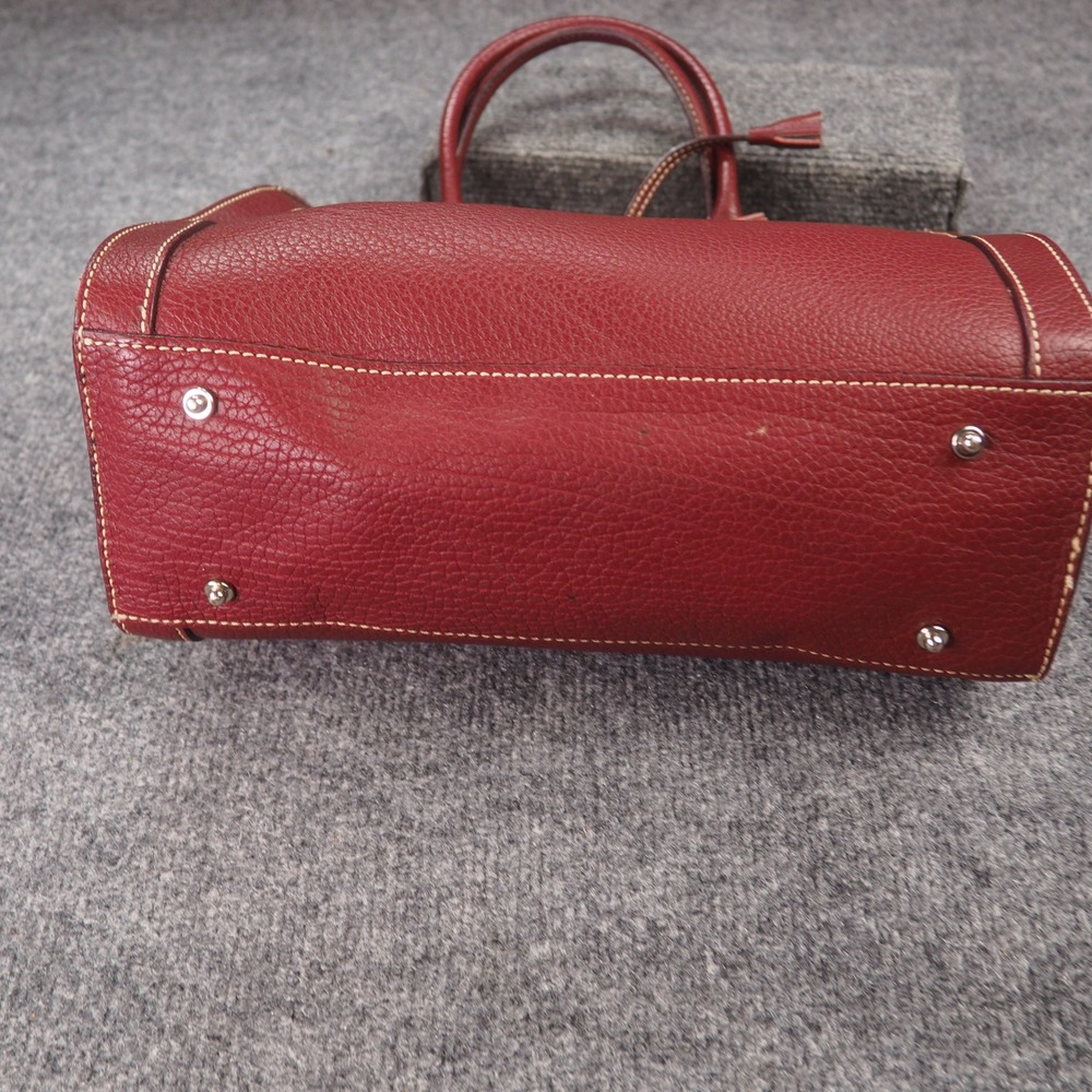Dooney & Bourke City Barlow Satchel Burgundy Pebbled Leather Tassel Bag - Picture 9 of 16